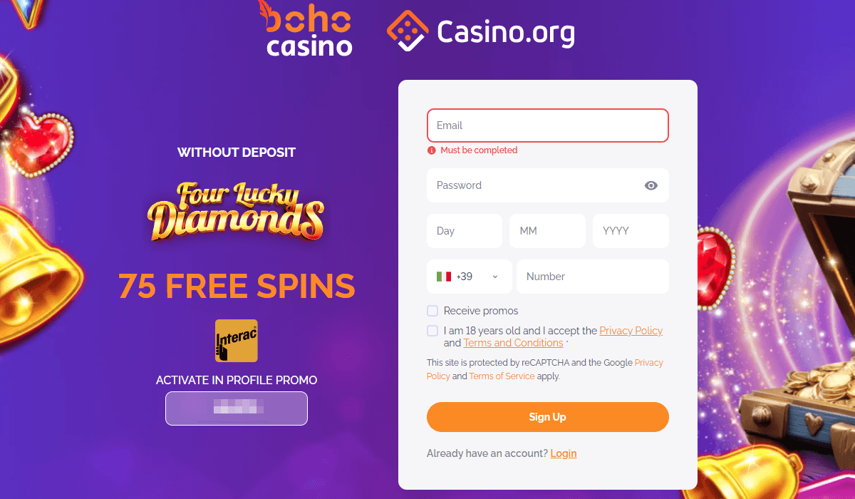 boho casino 75 free spins